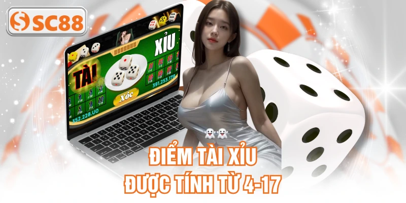 Điểm tài xỉu được tính từ 4-17